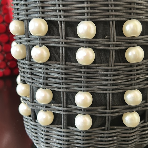 Kate Spade x Target NWT Pearl Embellished Wicker Basket Bucket Bag - Picture 10 of 12